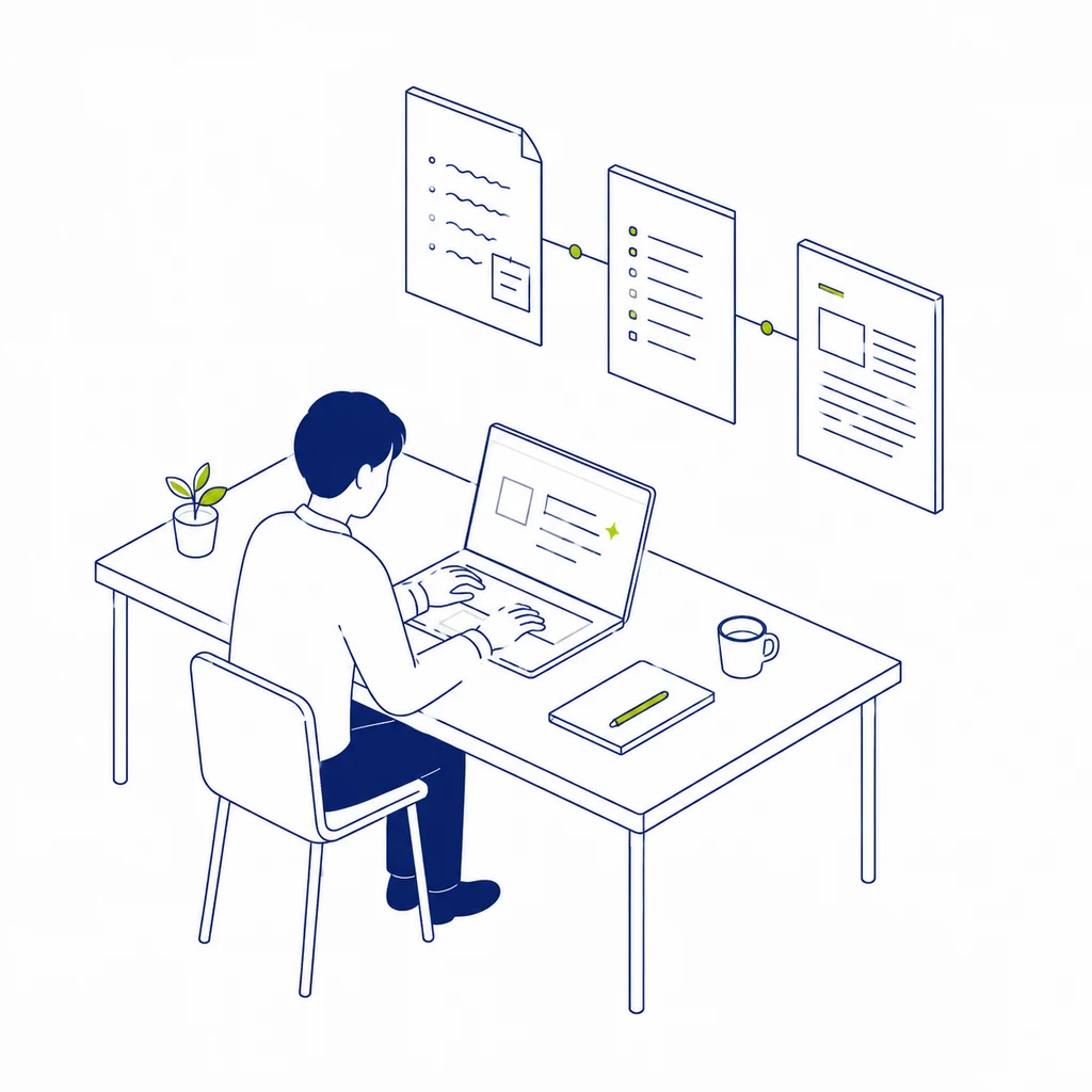 AI活用の手順を整理するイラスト