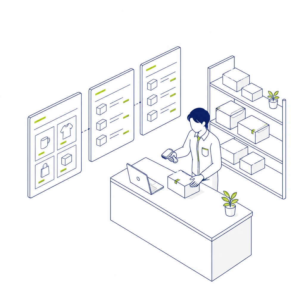 業務の入力と管理を整理するイラスト